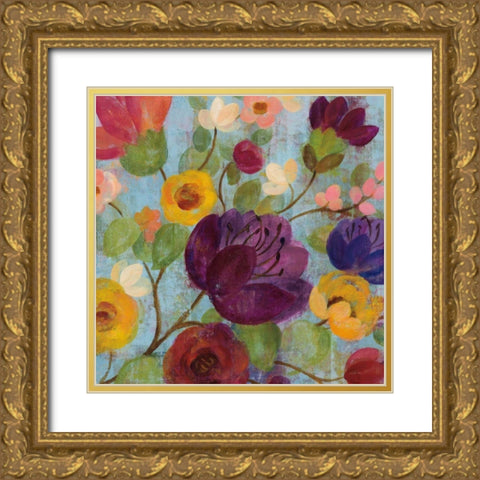 Morning Floral Crop Magenta Flower Gold Ornate Wood Framed Art Print with Double Matting by Vassileva, Silvia