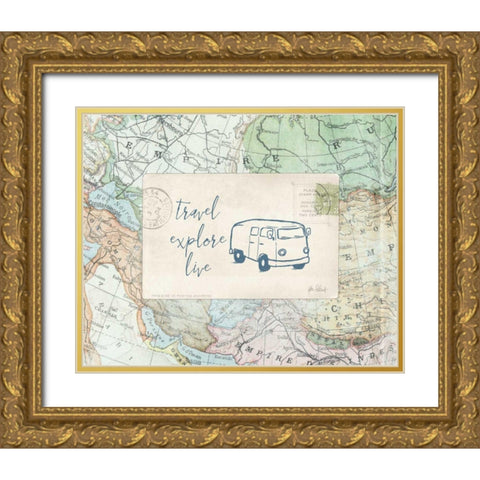 Travel Posts II Gold Ornate Wood Framed Art Print with Double Matting by Pertiet, Katie