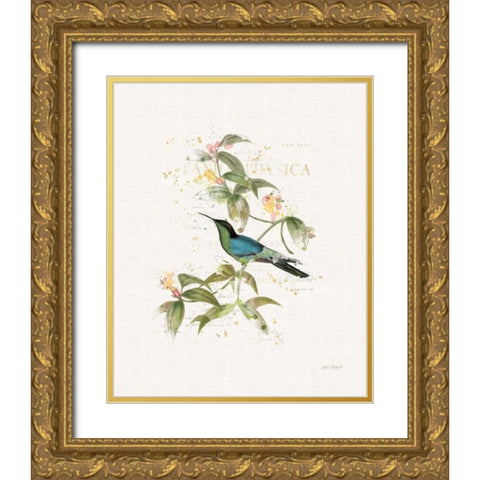 Colorful Hummingbirds IV Gold Ornate Wood Framed Art Print with Double Matting by Pertiet, Katie