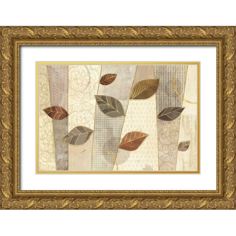 Bohemian Leaves I Neutral Gold Ornate Wood Framed Art Print with Double Matting by Charron, Veronique