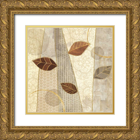 Bohemian Leaves II Neutral Gold Ornate Wood Framed Art Print with Double Matting by Charron, Veronique