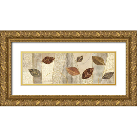 Bohemian Leaves IV Neutral Gold Ornate Wood Framed Art Print with Double Matting by Charron, Veronique