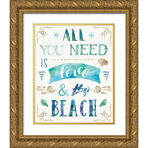 Love and the Beach I Gold Ornate Wood Framed Art Print with Double Matting by Aiken, Jess