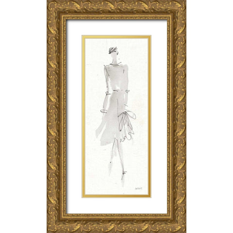 La Fashion I Gray Gold Ornate Wood Framed Art Print with Double Matting by Tavoletti, Anne