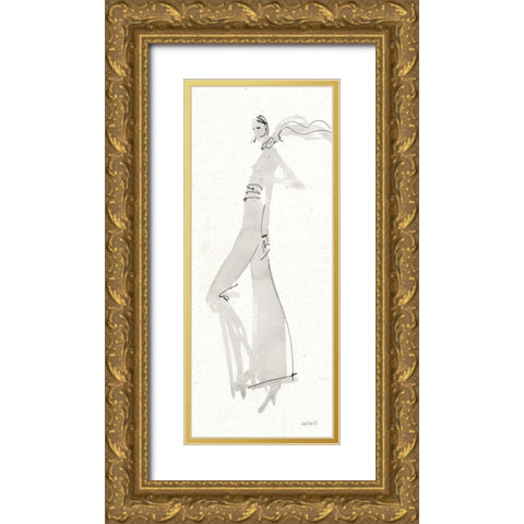 La Fashion III Gray Gold Ornate Wood Framed Art Print with Double Matting by Tavoletti, Anne