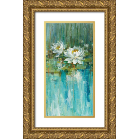 Water Lily Pond v2 II Gold Ornate Wood Framed Art Print with Double Matting by Nai, Danhui