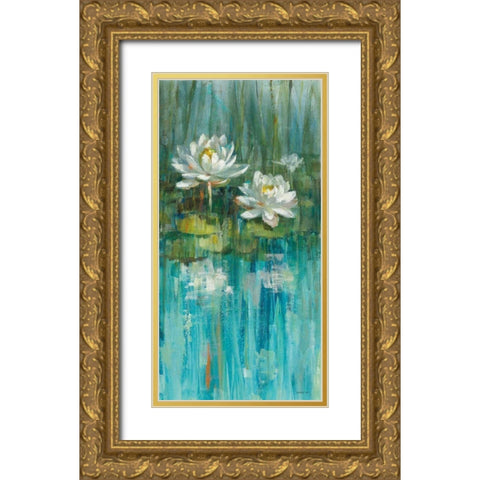 Water Lily Pond v2 III Gold Ornate Wood Framed Art Print with Double Matting by Nai, Danhui