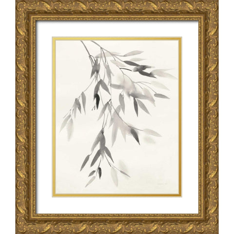 Bamboo Leaves IV Gold Ornate Wood Framed Art Print with Double Matting by Nai, Danhui