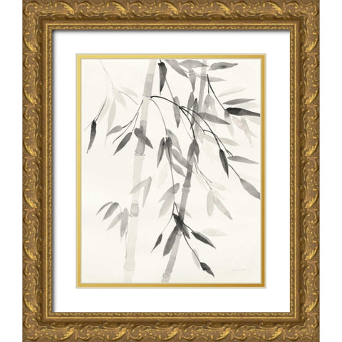 Bamboo Leaves V Gold Ornate Wood Framed Art Print with Double Matting by Nai, Danhui