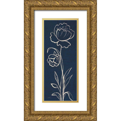 Indigo Floral II Gold Ornate Wood Framed Art Print with Double Matting by Vassileva, Silvia