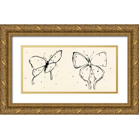 Butterfly Element I Gold Ornate Wood Framed Art Print with Double Matting by Novak, Shirley