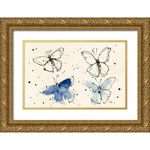 Butterfly Element VI Gold Ornate Wood Framed Art Print with Double Matting by Novak, Shirley