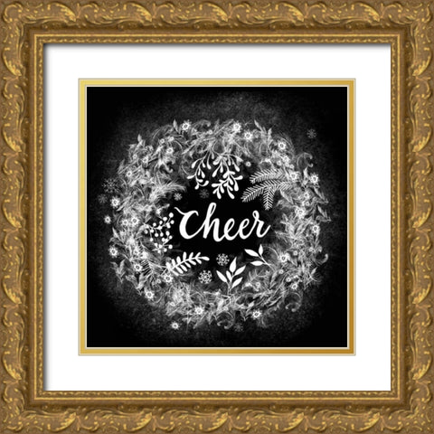 Frosty Cheer Gold Ornate Wood Framed Art Print with Double Matting by Urban, Mary