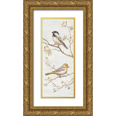 Vintage Birds Panel II Gold Ornate Wood Framed Art Print with Double Matting by Nai, Danhui