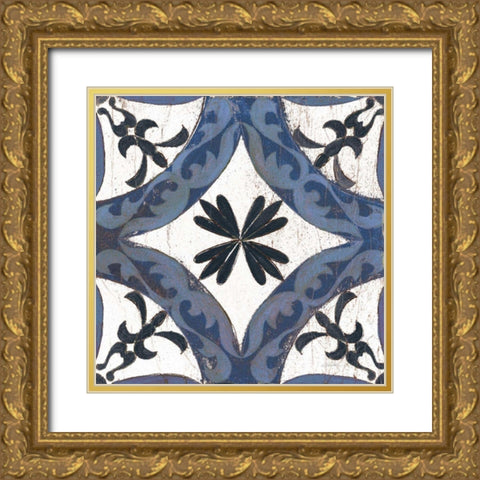 Downtown I Indigo and Cream Gold Ornate Wood Framed Art Print with Double Matting by Vassileva, Silvia