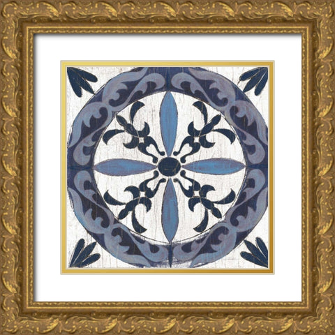 Downtown II Indigo and Cream Gold Ornate Wood Framed Art Print with Double Matting by Vassileva, Silvia