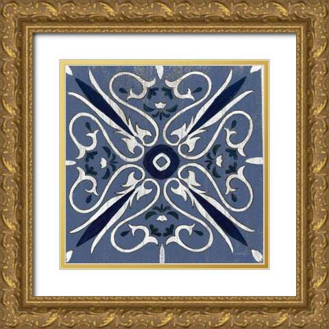 Oxford I Indigo and Cream Gold Ornate Wood Framed Art Print with Double Matting by Vassileva, Silvia