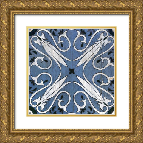 Oxford II Indigo and Cream Gold Ornate Wood Framed Art Print with Double Matting by Vassileva, Silvia