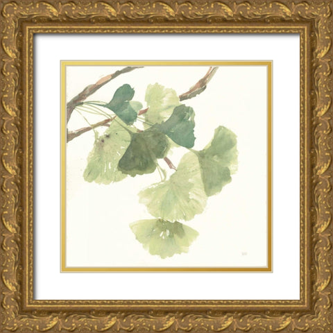 Gingko Leaves I Light Gold Ornate Wood Framed Art Print with Double Matting by Paschke, Chris