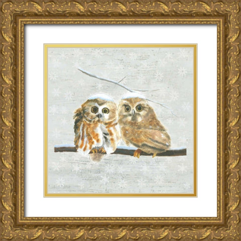 Christmas Critters I Gold Ornate Wood Framed Art Print with Double Matting by Adams, Emily