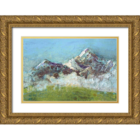 Wilson Fog Green Gold Ornate Wood Framed Art Print with Double Matting by Day, Kellie