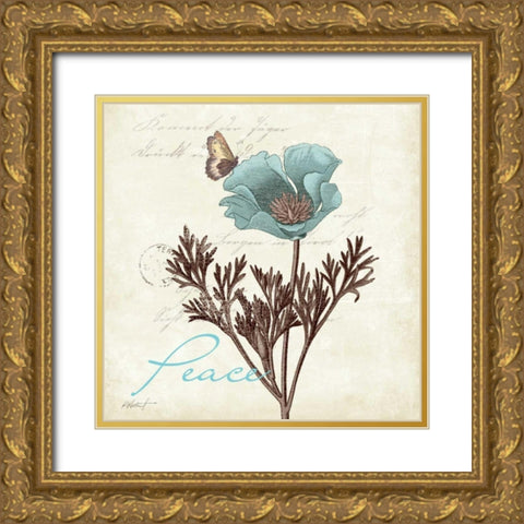Touch of Blue I - Peace Gold Ornate Wood Framed Art Print with Double Matting by Pertiet, Katie