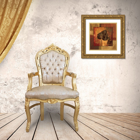 October Leaf III Gold Ornate Wood Framed Art Print with Double Matting by Vassileva, Silvia