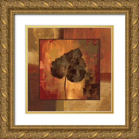 October Leaf III Gold Ornate Wood Framed Art Print with Double Matting by Vassileva, Silvia