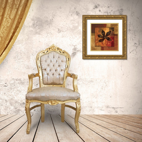 October Leaf IV Gold Ornate Wood Framed Art Print with Double Matting by Vassileva, Silvia