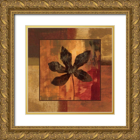 October Leaf IV Gold Ornate Wood Framed Art Print with Double Matting by Vassileva, Silvia