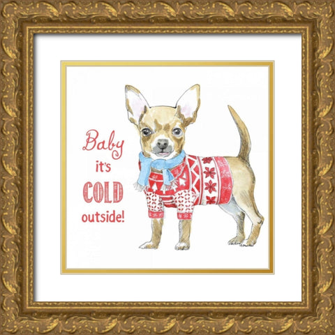 Glamour Pups Christmas I Gold Ornate Wood Framed Art Print with Double Matting by Grove, Beth