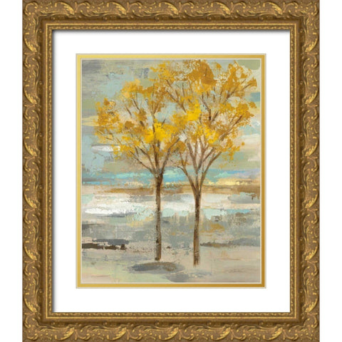 Golden Tree and Fog II Gold Ornate Wood Framed Art Print with Double Matting by Vassileva, Silvia
