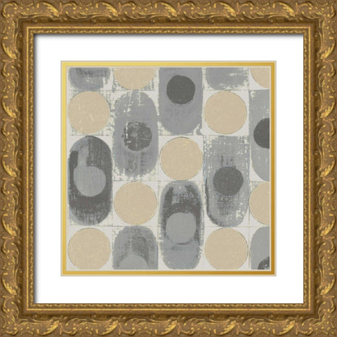 16 Blocks Square XVI Archroma Gold Ornate Wood Framed Art Print with Double Matting by Lovell, Kathrine
