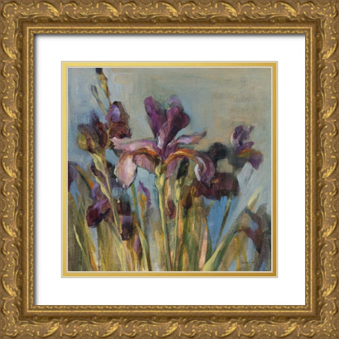 Spring Iris I Gold Ornate Wood Framed Art Print with Double Matting by Nai, Danhui