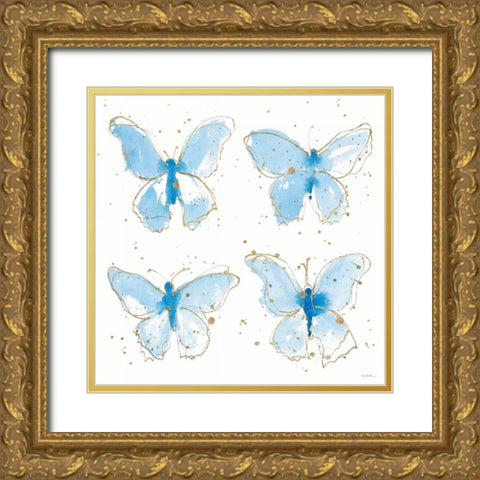 Gilded Butterflies Gold Ornate Wood Framed Art Print with Double Matting by Novak, Shirley