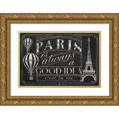 Vive Paris I Gold Ornate Wood Framed Art Print with Double Matting by Penner, Janelle
