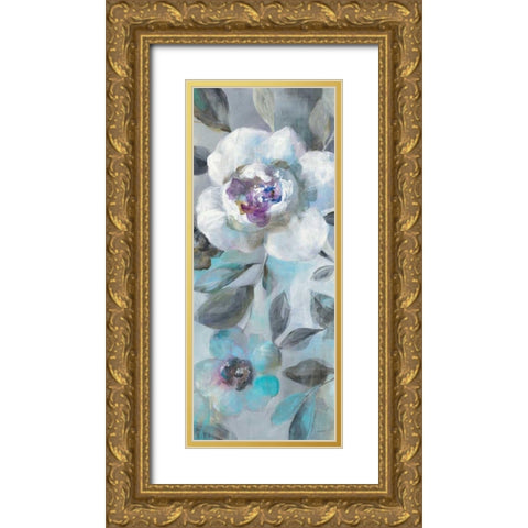 Twilight Flowers II Gold Ornate Wood Framed Art Print with Double Matting by Nai, Danhui