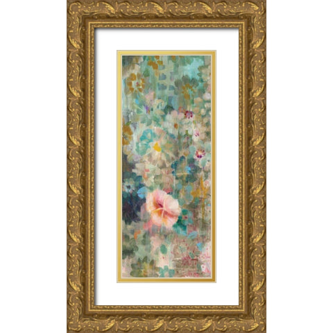 Flower Shower II Gold Ornate Wood Framed Art Print with Double Matting by Nai, Danhui