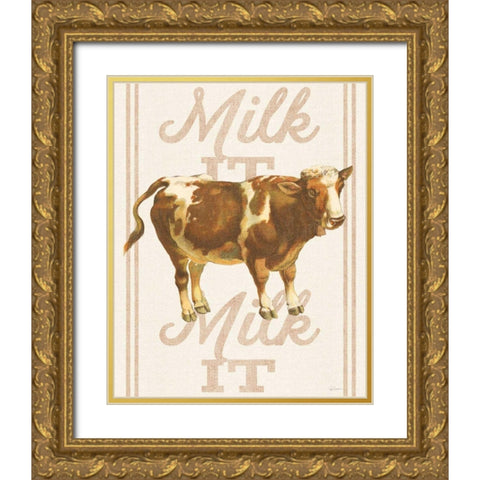 Milk it Milk it Gold Ornate Wood Framed Art Print with Double Matting by Schlabach, Sue