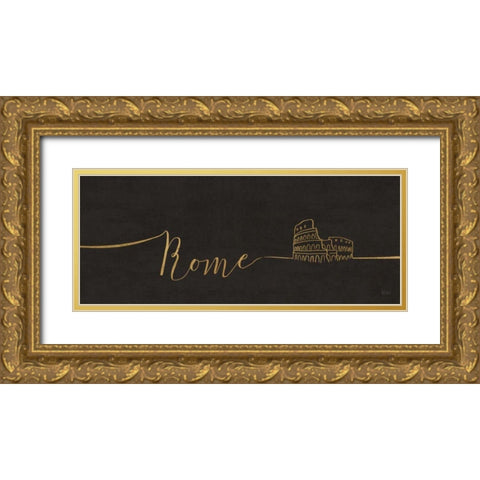Underlined Cities IV Black Gold Ornate Wood Framed Art Print with Double Matting by Charron, Veronique