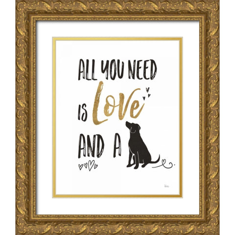 Pet Love II Gold Ornate Wood Framed Art Print with Double Matting by Charron, Veronique