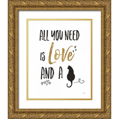 Pet Love IV Gold Ornate Wood Framed Art Print with Double Matting by Charron, Veronique