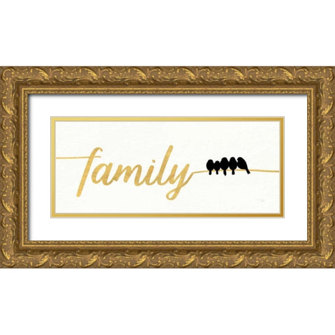 Birds on Words IV Gold Gold Ornate Wood Framed Art Print with Double Matting by Pela