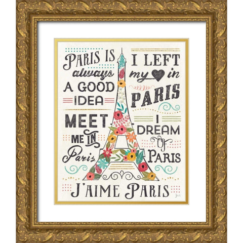Travel Blossoms I Light Gold Ornate Wood Framed Art Print with Double Matting by Aiken, Jess