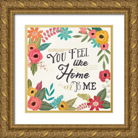 Travel Blossoms III Light Gold Ornate Wood Framed Art Print with Double Matting by Aiken, Jess