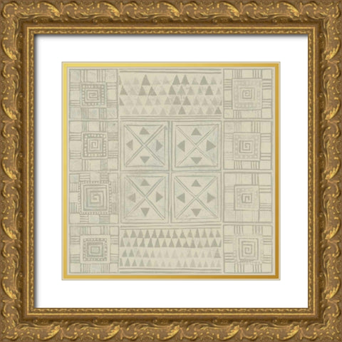 Geometric Tone on Tone II Dark Gold Ornate Wood Framed Art Print with Double Matting by Lovell, Kathrine