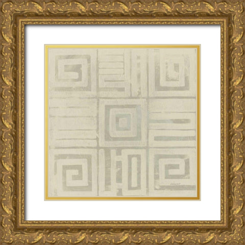 Geometric Tone on Tone III Dark Gold Ornate Wood Framed Art Print with Double Matting by Lovell, Kathrine