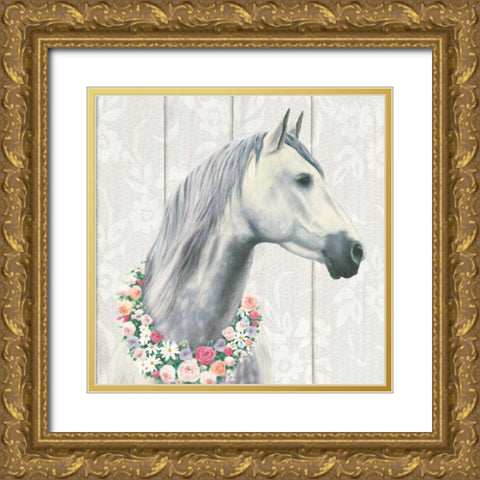 Spirit Stallion I on wood Square Gold Ornate Wood Framed Art Print with Double Matting by Wiens, James