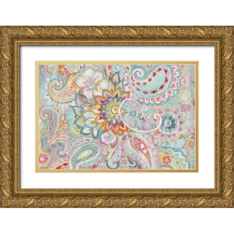 Boho Japonais Crop Gold Ornate Wood Framed Art Print with Double Matting by Nai, Danhui