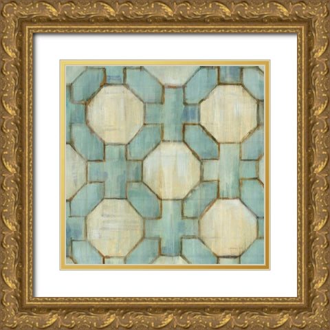 Tile Element V Gold Ornate Wood Framed Art Print with Double Matting by Nai, Danhui